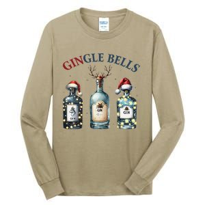 Christmas Drinking Gingle Bells Gin Humorous Alcohol Lovers Tall Long Sleeve T-Shirt