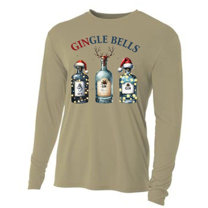 Christmas Drinking Gingle Bells Gin Humorous Alcohol Lovers Cooling Performance Long Sleeve Crew