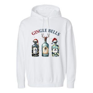 Christmas Drinking Gingle Bells Gin Humorous Alcohol Lovers Garment-Dyed Fleece Hoodie