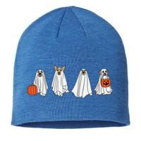 Cute Dog Ghost With Pumpkin Funny Halloween Unisex Costume Gift Sustainable Beanie