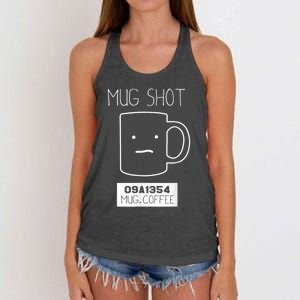 Coffee Drinker Gift Pun, Mug Shot Women's Knotted Racerback Tank