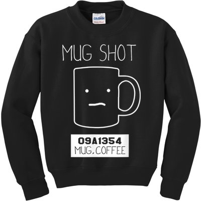 Coffee Drinker Gift Pun, Mug Shot Kids Sweatshirt