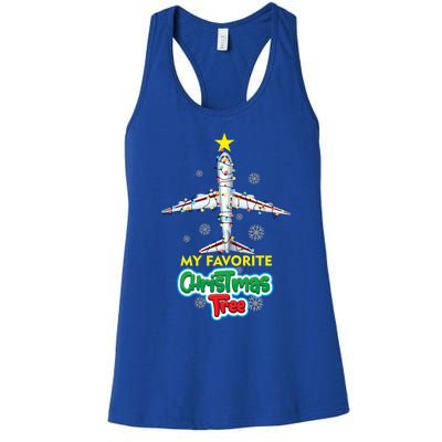 Christmas Decorated Gift Suit On Board 777 And 747 Airplanes Gift Women's Racerback Tank