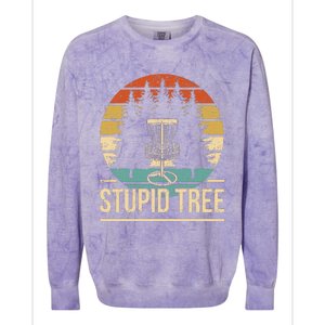 Cool Disc Golf Player Quote I Stupid Tree Colorblast Crewneck Sweatshirt