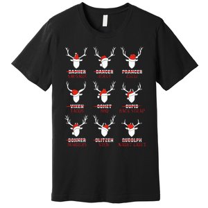 Christmas Deer Hunters All Of SantaS Reindeer Adults Premium T-Shirt