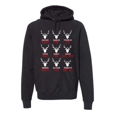 Christmas Deer Hunters All Of SantaS Reindeer Premium Hoodie