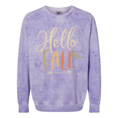 Cute Distressed Hello Fall Autumn Arrow Gift Colorblast Crewneck Sweatshirt