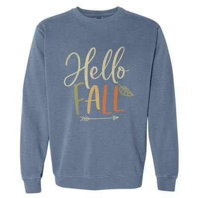 Cute Distressed Hello Fall Autumn Arrow Gift Garment-Dyed Sweatshirt