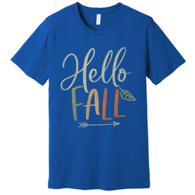 Cute Distressed Hello Fall Autumn Arrow Gift Premium T-Shirt