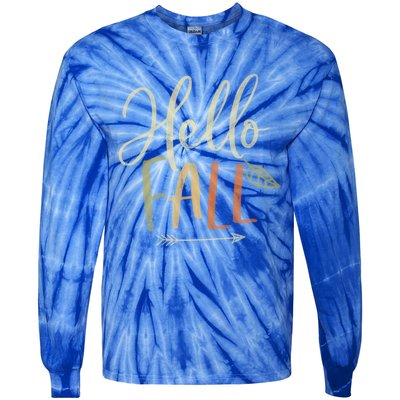 Cute Distressed Hello Fall Autumn Arrow Gift Tie-Dye Long Sleeve Shirt