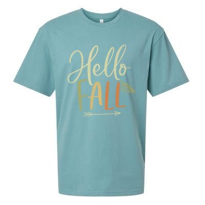 Cute Distressed Hello Fall Autumn Arrow Gift Sueded Cloud Jersey T-Shirt