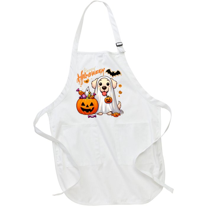 Cute Dog Happy Halloween Full-Length Apron With Pockets