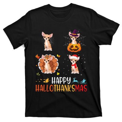 Chihuahua Dog Hallothanksmas Halloween Thanksgiving Xmas T-Shirt