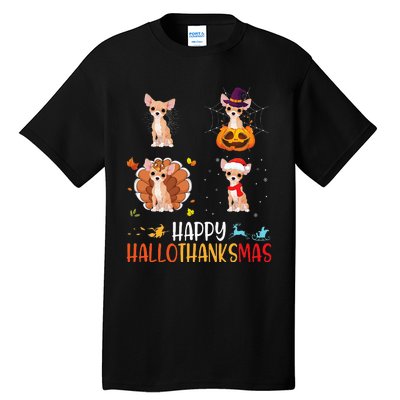 Chihuahua Dog Hallothanksmas Halloween Thanksgiving Xmas Tall T-Shirt