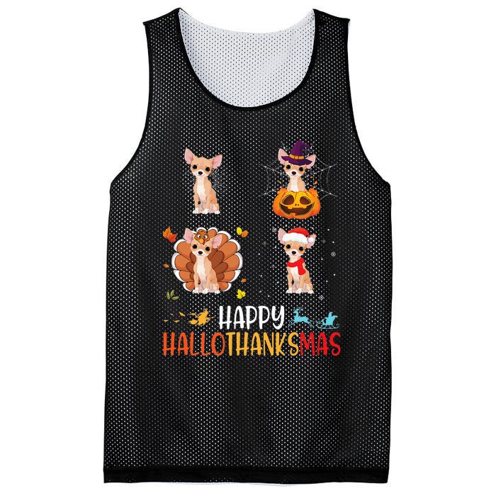 Chihuahua Dog Hallothanksmas Halloween Thanksgiving Xmas Mesh Reversible Basketball Jersey Tank