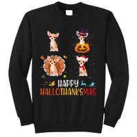 Chihuahua Dog Hallothanksmas Halloween Thanksgiving Xmas Tall Sweatshirt