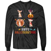 Chihuahua Dog Hallothanksmas Halloween Thanksgiving Xmas Tie-Dye Long Sleeve Shirt