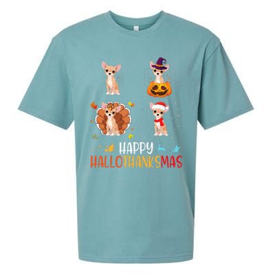 Chihuahua Dog Hallothanksmas Halloween Thanksgiving Xmas Sueded Cloud Jersey T-Shirt