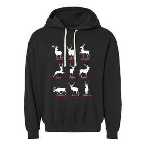 Christmas Deer Hunters All Of SantaS Reindeer Xmas Garment-Dyed Fleece Hoodie