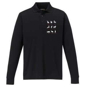 Christmas Deer Hunters All Of SantaS Reindeer Xmas Performance Long Sleeve Polo