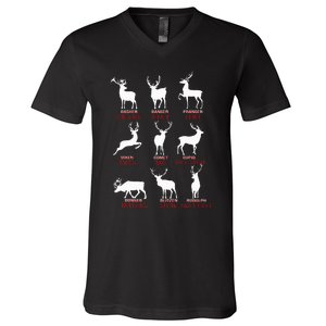 Christmas Deer Hunters All Of SantaS Reindeer Xmas V-Neck T-Shirt