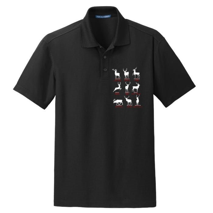 Christmas Deer Hunters All Of SantaS Reindeer Xmas Dry Zone Grid Polo