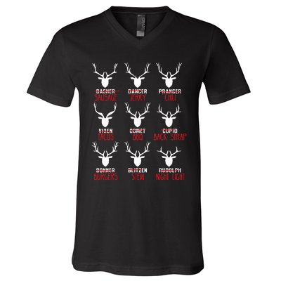 Christmas Deer Hunters All Of SantaS Reindeer V-Neck T-Shirt