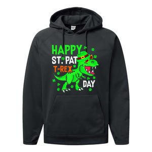 Cool Dinosaur Happy St Pat TRex Saint Patrick's Day Outfit Performance Fleece Hoodie