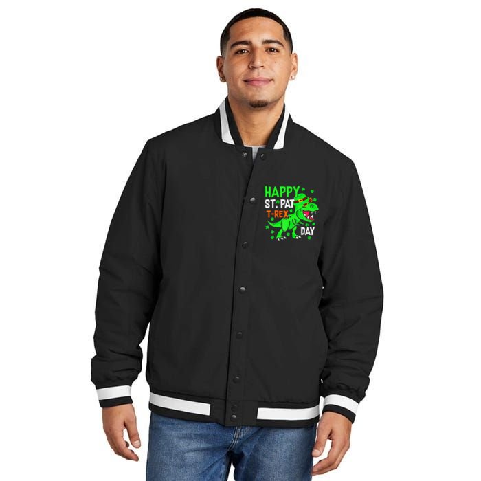 Cool Dinosaur Happy St Pat TRex Saint Patrick's Day Outfit Insulated Varsity Jacket