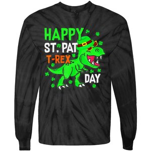 Cool Dinosaur Happy St Pat TRex Saint Patrick's Day Outfit Tie-Dye Long Sleeve Shirt