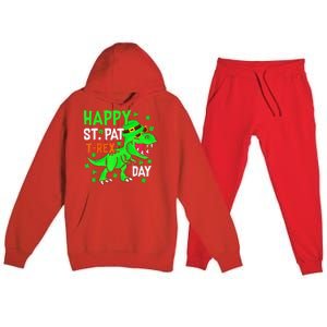 Cool Dinosaur Happy St Pat TRex Saint Patrick's Day Outfit Premium Hooded Sweatsuit Set