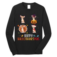 Chihuahua Dog Hallothanksmas Halloween Thanksgiving Xmas Long Sleeve Shirt