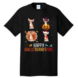 Chihuahua Dog Hallothanksmas Halloween Thanksgiving Xmas Tall T-Shirt