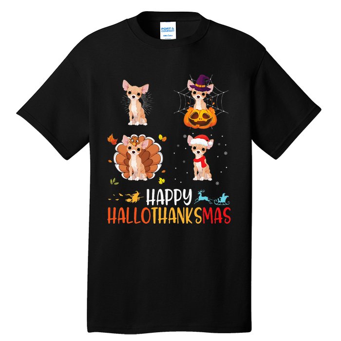 Chihuahua Dog Hallothanksmas Halloween Thanksgiving Xmas Tall T-Shirt