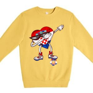 Croatia Dabbing Heart Hrvatska Soccer Team Croatia Flag Premium Crewneck Sweatshirt