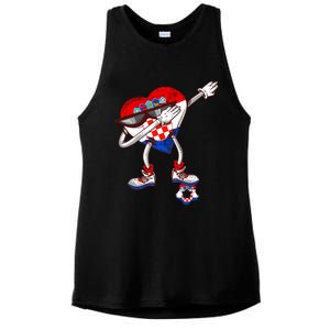 Croatia Dabbing Heart Hrvatska Soccer Team Croatia Flag Ladies PosiCharge Tri-Blend Wicking Tank