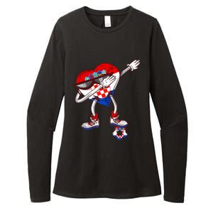 Croatia Dabbing Heart Hrvatska Soccer Team Croatia Flag Womens CVC Long Sleeve Shirt