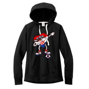 Croatia Dabbing Heart Hrvatska Soccer Team Croatia Flag Women's Fleece Hoodie