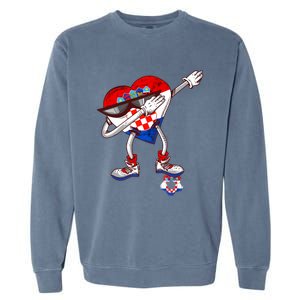 Croatia Dabbing Heart Hrvatska Soccer Team Croatia Flag Garment-Dyed Sweatshirt