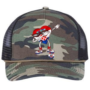 Croatia Dabbing Heart Hrvatska Soccer Team Croatia Flag Retro Rope Trucker Hat Cap