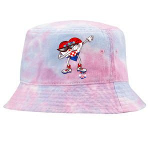 Croatia Dabbing Heart Hrvatska Soccer Team Croatia Flag Tie-Dyed Bucket Hat