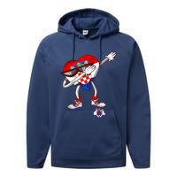 Croatia Dabbing Heart Hrvatska Soccer Team Croatia Flag Performance Fleece Hoodie