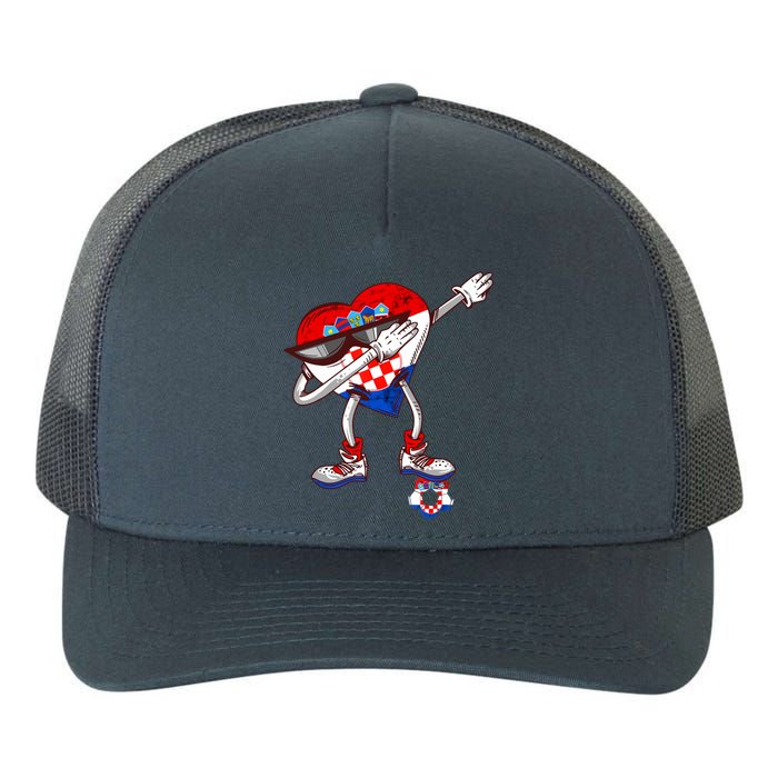 Croatia Dabbing Heart Hrvatska Soccer Team Croatia Flag Yupoong Adult 5-Panel Trucker Hat