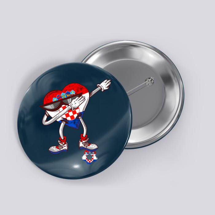 Croatia Dabbing Heart Hrvatska Soccer Team Croatia Flag Button