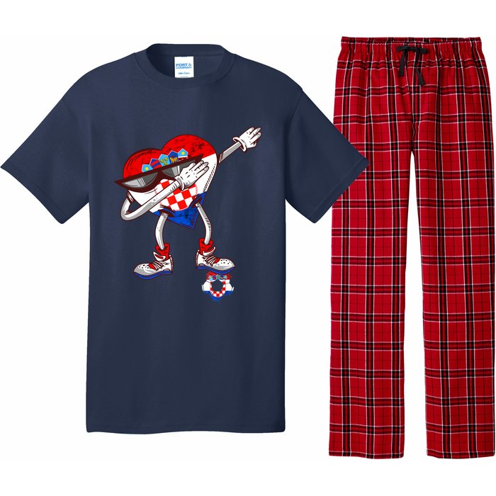 Croatia Dabbing Heart Hrvatska Soccer Team Croatia Flag Pajama Set