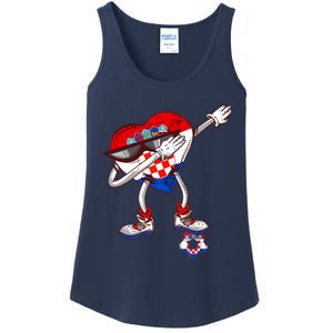 Croatia Dabbing Heart Hrvatska Soccer Team Croatia Flag Ladies Essential Tank