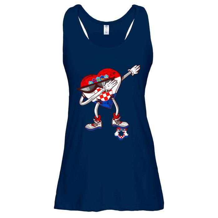 Croatia Dabbing Heart Hrvatska Soccer Team Croatia Flag Ladies Essential Flowy Tank