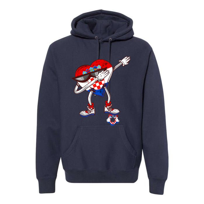 Croatia Dabbing Heart Hrvatska Soccer Team Croatia Flag Premium Hoodie