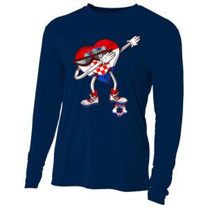 Croatia Dabbing Heart Hrvatska Soccer Team Croatia Flag Cooling Performance Long Sleeve Crew