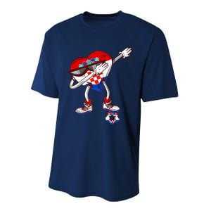 Croatia Dabbing Heart Hrvatska Soccer Team Croatia Flag Performance Sprint T-Shirt